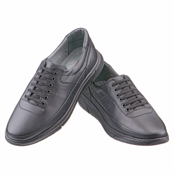 Siyah Tulum Detaylı Bağcıklı Erkek Ayakkabı