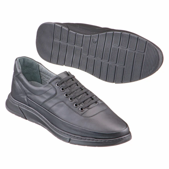 Siyah Tulum Detaylı Bağcıklı Erkek Ayakkabı - 2