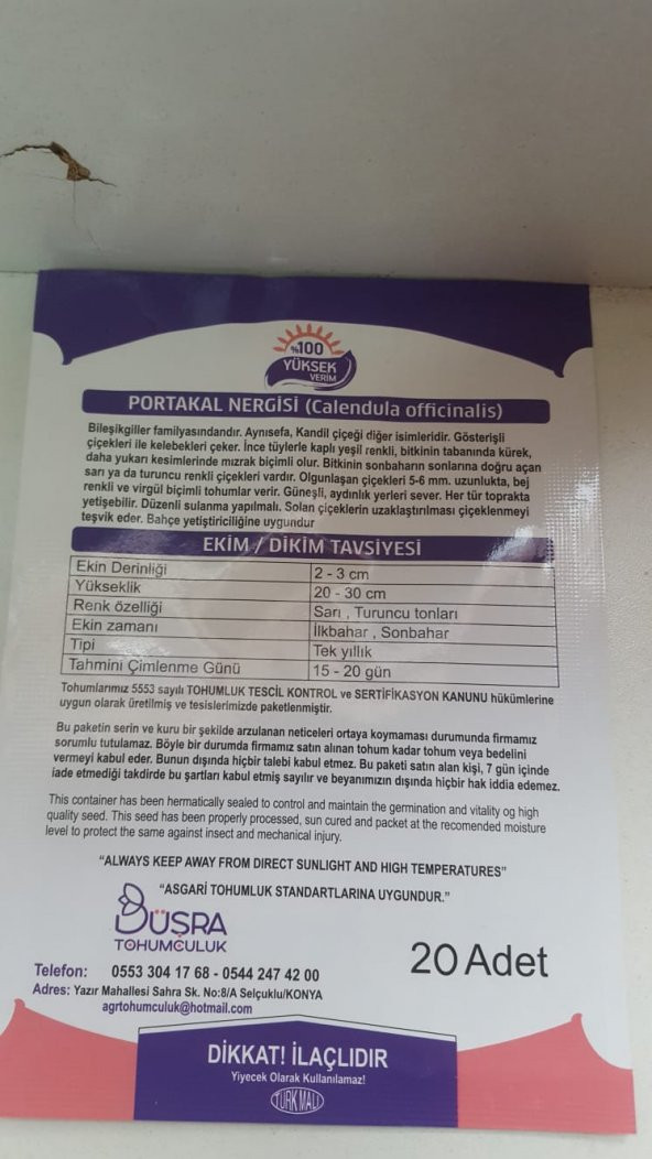 BÜŞRA PORTAKAL NERGİZİ ÇİÇEK TOHUMU 100 YÜKSEK VERİM - 2