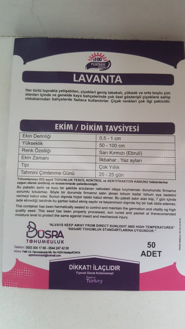 BÜŞRA LAVANTA ÇİÇEĞİ ÇİÇEK TOHUMU 100 YÜKSEK VERİMLİDİR. - 2