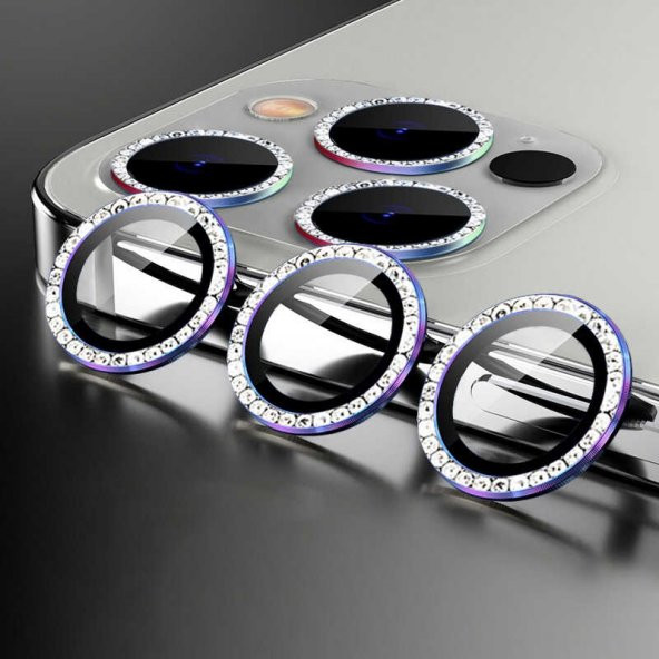 iPhone 13 Pro Max ​​​​Kamera Lens Koruyucu Taşlı Tasarım - 2