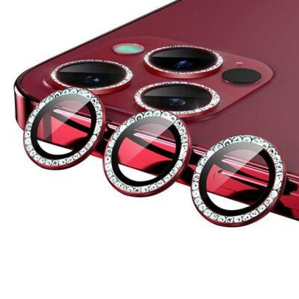 iPhone 13 Pro Max ​​​​Kamera Lens Koruyucu Taşlı Tasarım - 3
