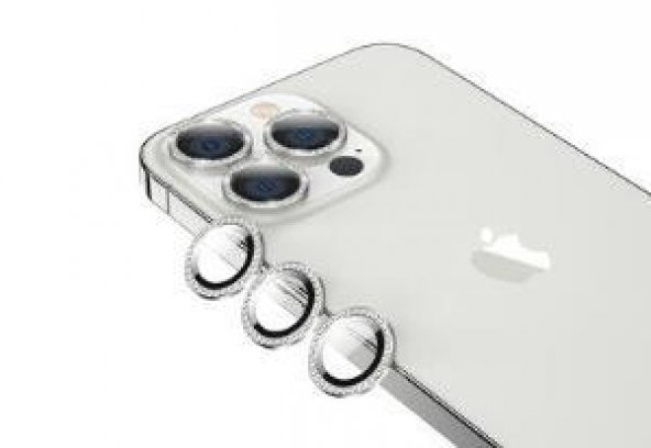 iPhone 13 Pro Max ​​​​Kamera Lens Koruyucu Taşlı Tasarım - 6