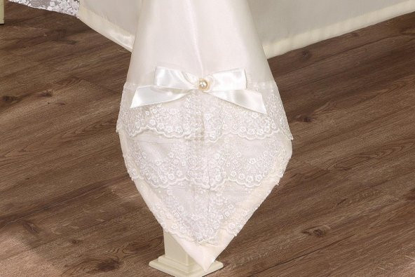 Finezza Elegant Lüx Dantelli Monoray Kumaş Pudra Masa Örtüsü 170x230 cm - 1025 - 2