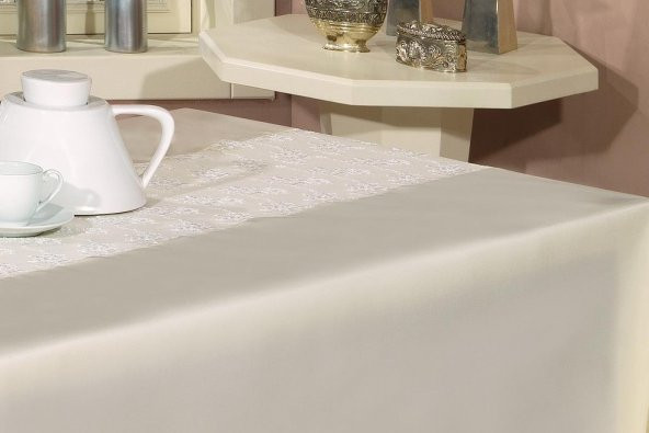Finezza Elegant Lüx Dantelli Monoray Kumaş Pudra Masa Örtüsü 170x230 cm - 1025 - 6