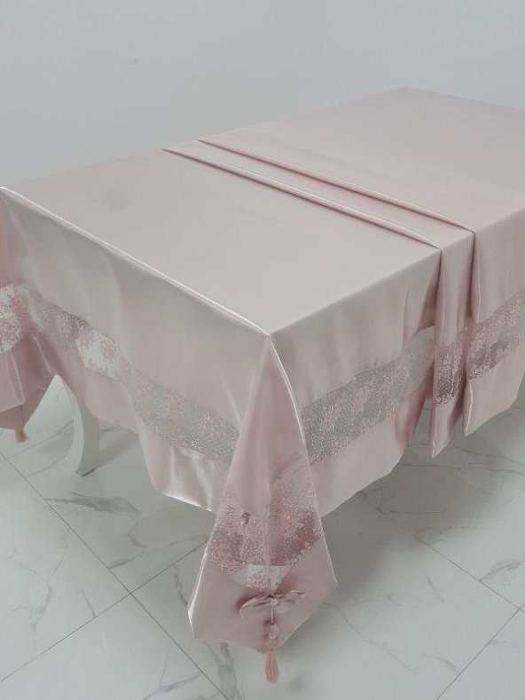Finezza Gelin Lüx Dantelli Monoray Kumaş Pudra Masa Örtüsü 170x330 cm - 1029 - 3