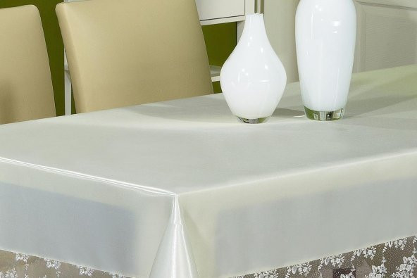 Finezza Gelin Lüx Dantelli Monoray Kumaş Krem Masa Örtüsü 170x330 cm - 1031 - 4