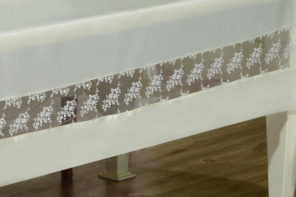 Finezza Gelin Lüx Dantelli Monoray Kumaş Krem Masa Örtüsü 170x330 cm - 1031 - 5