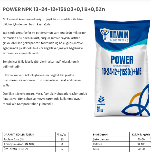 13-24-12 kükürtlü Çinkolu GÜBRE ( 50 KG ) - 2