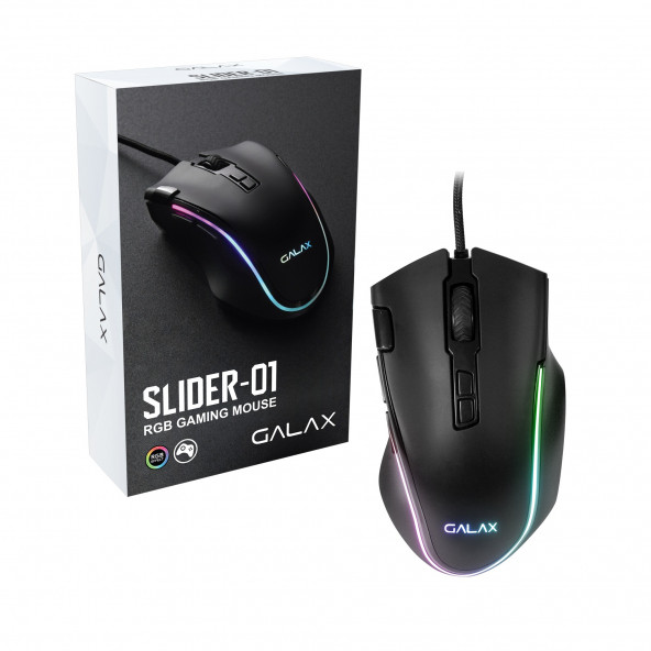 Galax SLIDER-01 RGB Oyuncu Mouse - 8 x Programlanabilir Makro Tuş 7200DPI Hassasiyet RGB LED (MGS01IA18RG2B0-GXLG) - Resim 1