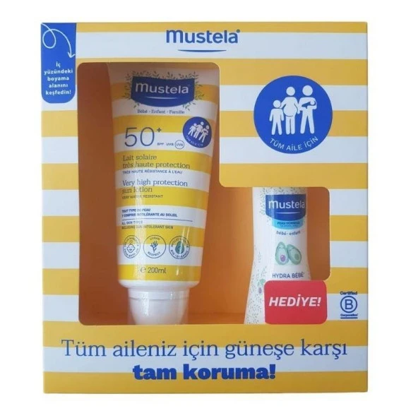 Mustela Spf50+ Koruma Faktörlü Güneş Losyonu 200ml + Hydrabebe Vücut Losyonu 100ml