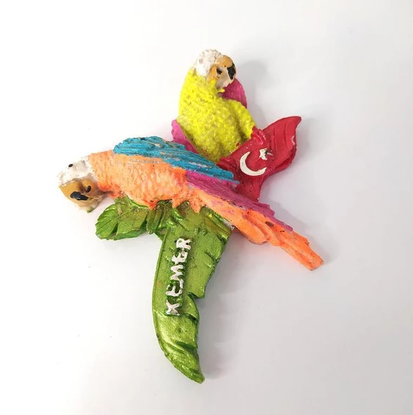 Sevimli Papağanlar Magnet Türk Bayraklı Buzdolabı Süsü Mıknatıslı