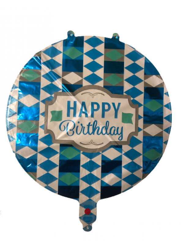 FOLYO BALON HAPPY BİRTHDAY MAVİ DESENLİ 18 DÜ 15