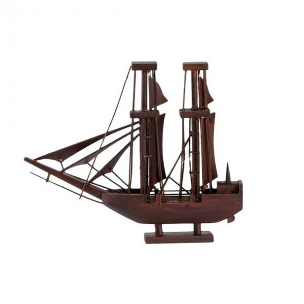 Dekoratif  Ahşap Yelkenli Gemi 24 cm Biblo - Resim 2