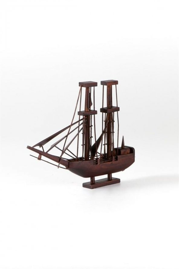 Dekoratif  Ahşap Yelkenli Gemi 24 cm Biblo - Resim 3