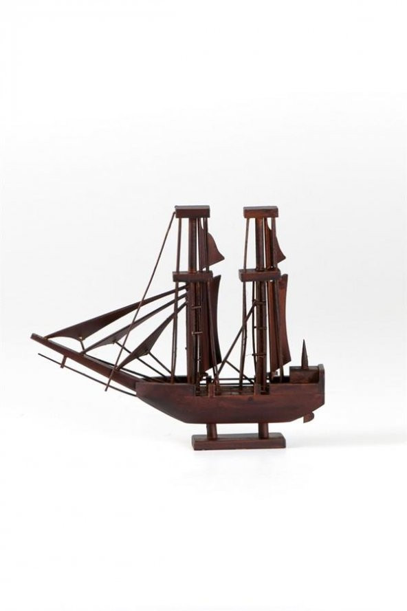 Dekoratif  Ahşap Yelkenli Gemi 24 cm Biblo - Resim 4