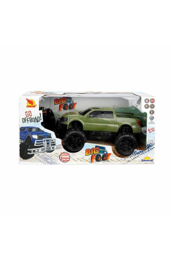 Sunman 1:14 Uzaktan Kumandalı Big Foot Usb Şarjlı Pick Up 34cm Işıklı (Karışık Renk 1 Adet)