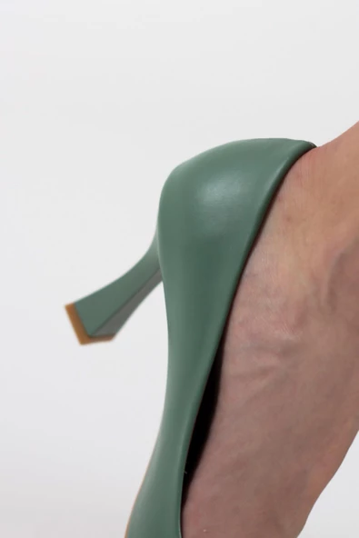 Yeşil Stiletto Kadeh Topuklu Ayakkabı - Kanger - Resim 3