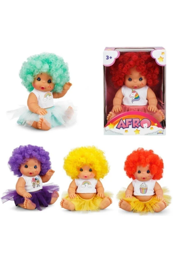 Sunman Kıvırcık Saçlı Afro Bebek 23 cm (Karışık Model 1 Adet)