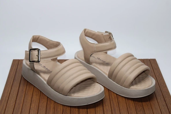 ENSA ORTOPEDİK YÜKSEK KALIN TABAN TEK BANT BİLEK BAĞLI KADIN GÜNLÜK SANDALET - 5