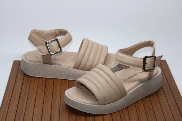 ENSA ORTOPEDİK YÜKSEK KALIN TABAN TEK BANT BİLEK BAĞLI KADIN GÜNLÜK SANDALET - 6