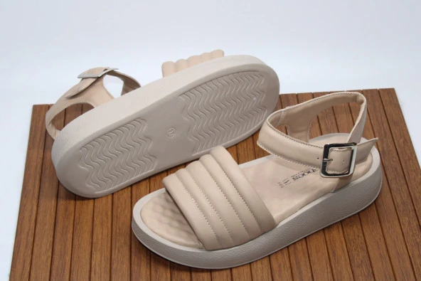 ENSA ORTOPEDİK YÜKSEK KALIN TABAN TEK BANT BİLEK BAĞLI KADIN GÜNLÜK SANDALET - 7