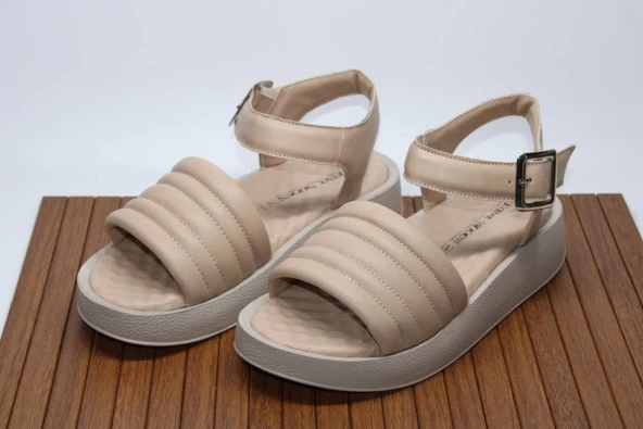 ENSA ORTOPEDİK YÜKSEK KALIN TABAN TEK BANT BİLEK BAĞLI KADIN GÜNLÜK SANDALET - 8