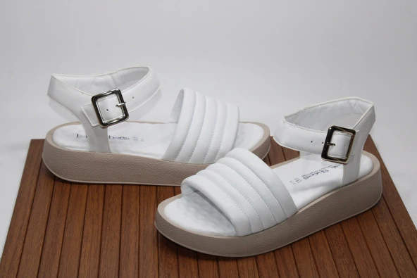 ENSA ORTOPEDİK YÜKSEK KALIN TABAN TEK BANT BİLEK BAĞLI KADIN GÜNLÜK SANDALET - 10