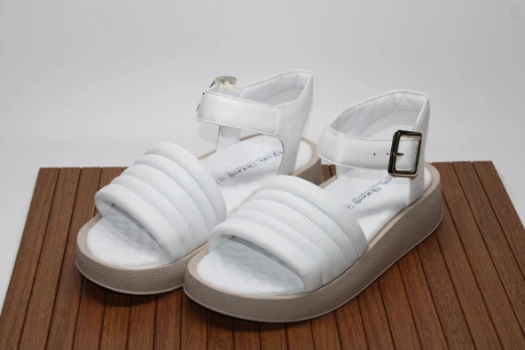 ENSA ORTOPEDİK YÜKSEK KALIN TABAN TEK BANT BİLEK BAĞLI KADIN GÜNLÜK SANDALET - 12