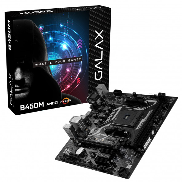 Galax B450M Socket AM4, DDR4 3200MHz+, Ultra M.2, USB 3.1 Gen1, HDMI, DVI, VGA mATX Anakart
