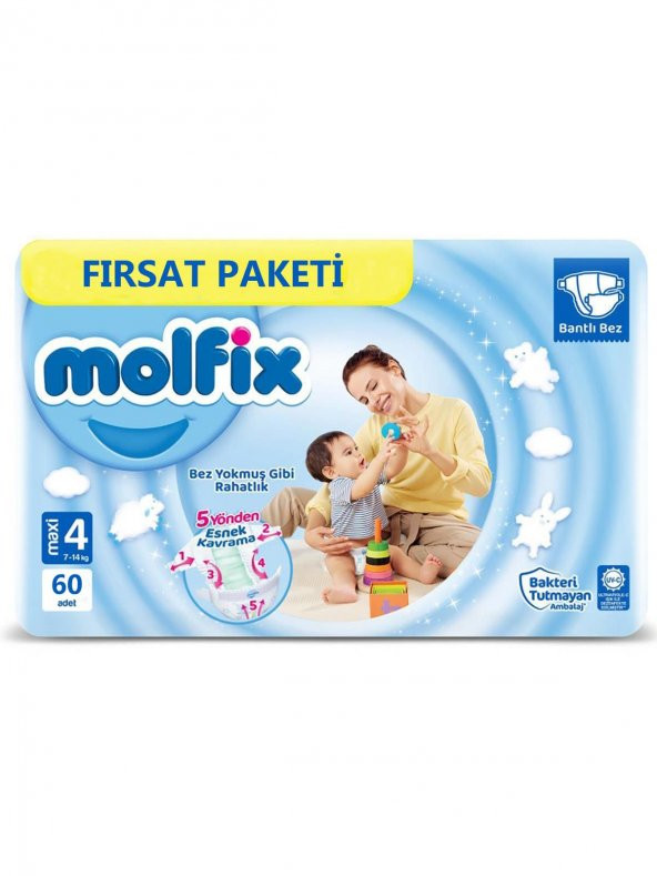 Molfix Bebek Bezi Maxi 4 Numara 7-14 kg 60'lı Fırsat Paketi