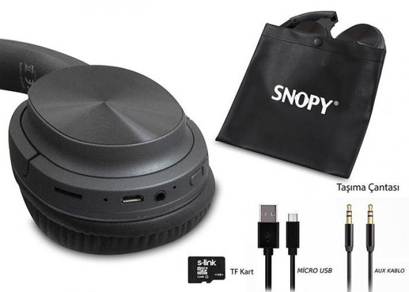 Snopy SN-BT30 CANTO Gri/siyah TF Kart Özellikli Bluetooth Kulaklık - 5