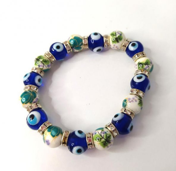 Nazar Boncuklu Swarovski Taşlı Lastikli Bileklik - 2