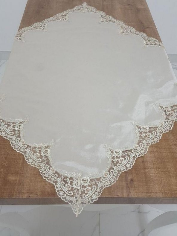 Finezza Violetta Lüx Güpürlü Osmanlı İpeği Kumaş Bej Salon Takımı 5 parça - 1038 - Resim 5