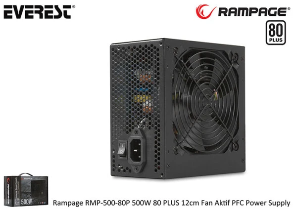 Rampage RMP-500-80P 500W 80 PLUS 12cm Fan Aktif PFC Power Supply - 5