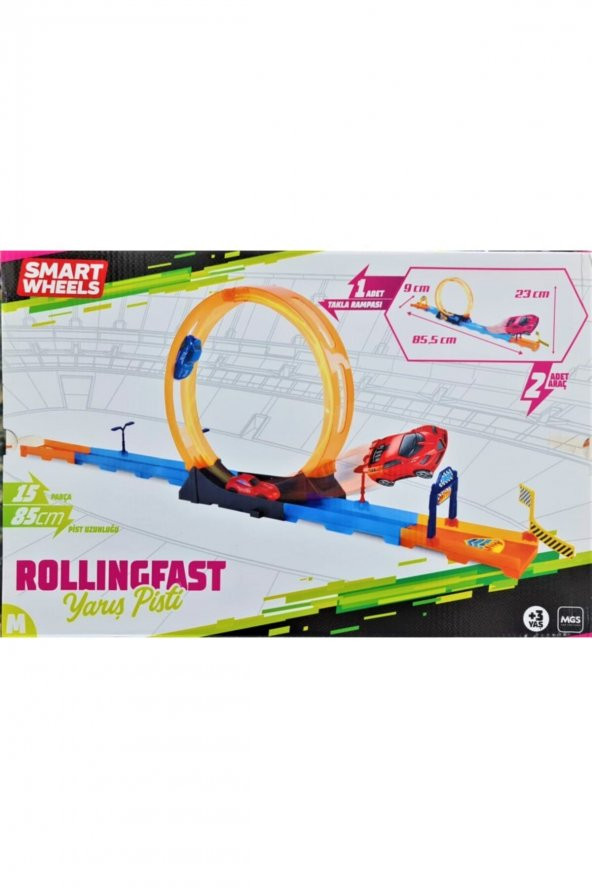 Rolling Fast Takla Atan Yarış Pisti M 85,5 cm Oyuncak Yarış Seti Eğitici Oyuncak - 1