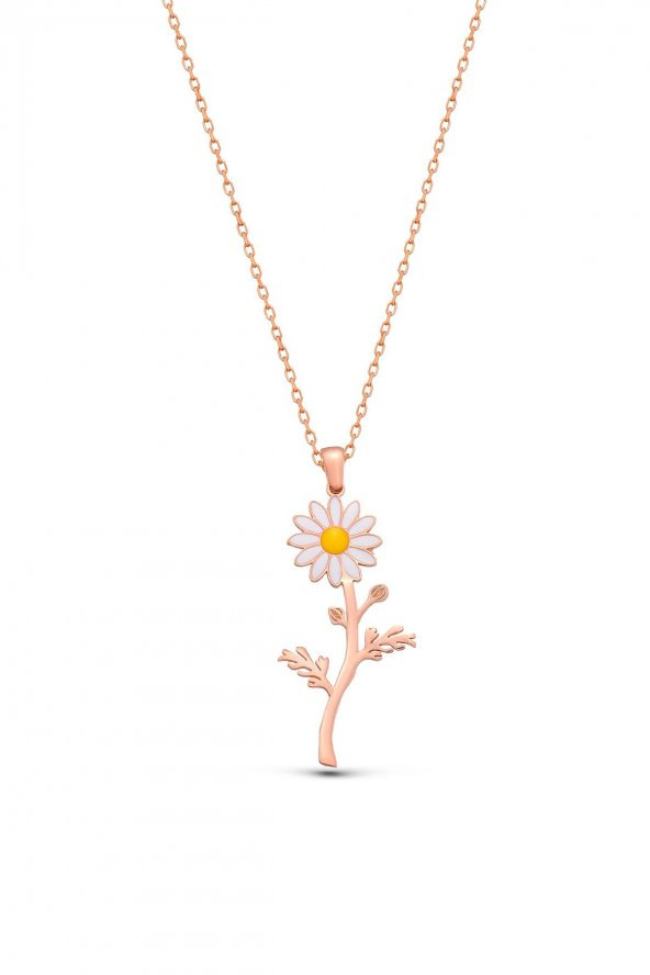 925 Ayar Gümüş Mineli Papatya Tasarım Kolye