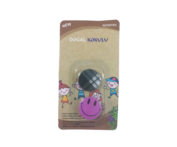 Headlice Stopper Doğal Kokulu Bit Rozeti 2 li Siyah ve Mor Gülen Emoji ürün görseli