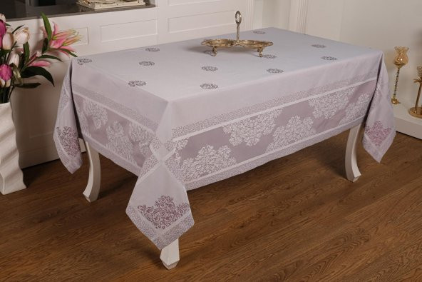 Finezza Viyana Lüx Jakar Kumaş Mor Masa Örtüsü  Dikdörtgen 160x220 cm - 1040