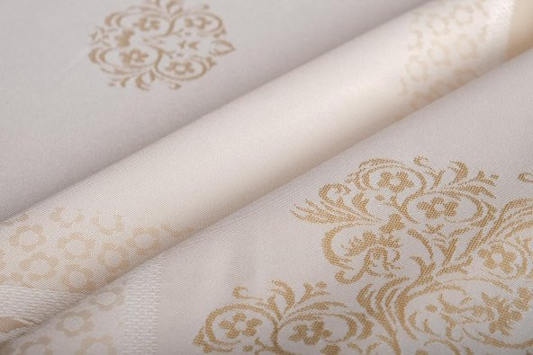 Finezza Viyana Lüx Jakar Kumaş Bej Masa Örtüsü Dikdörtgen 160x220 cm - 1042 - 2
