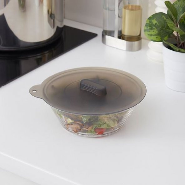 3- Lü Silikon Kapak IKEA Silikon Kauçuk MeridyenDukkan Gri Renk Pratik Kapaklar Yuvarlak - 4