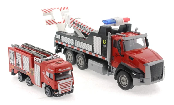 Die Cast Çek Bırak Vinçli Kurtarıcı ve Söndürücü İtfaiye Aracı ürün görseli 1