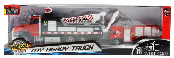 Die Cast Çek Bırak Vinçli Kurtarıcı ve Söndürücü İtfaiye Aracı - Resim 2