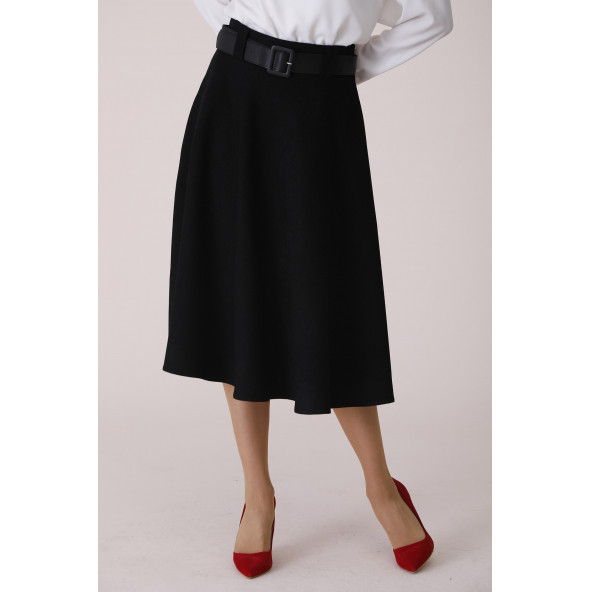 SORALLİNE BAYAN KLOŞ ETEK 780 SİYAH - 5