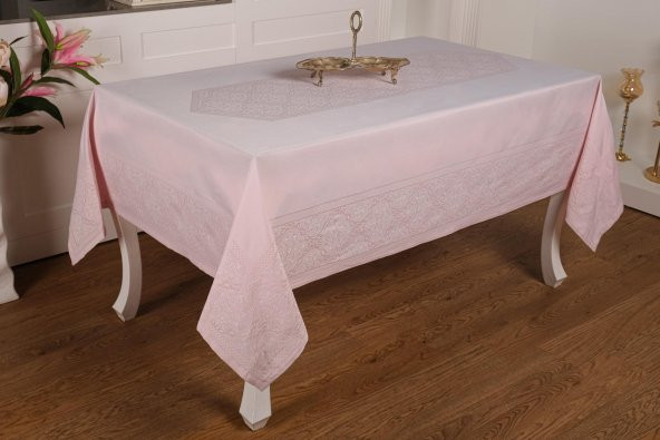 Finezza Roma Lüx Jakar Kumaş Pudra Masa Örtüsü  Dikdörtgen 160x220 cm - 1043