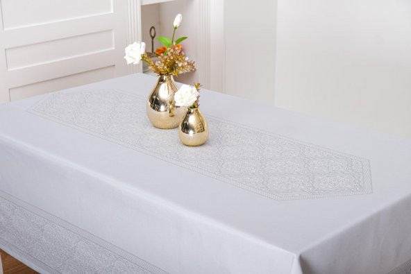 Finezza Roma Lüx Jakar Kumaş Bej Masa Örtüsü  Dikdörtgen 160x220 cm - 1045 - 2