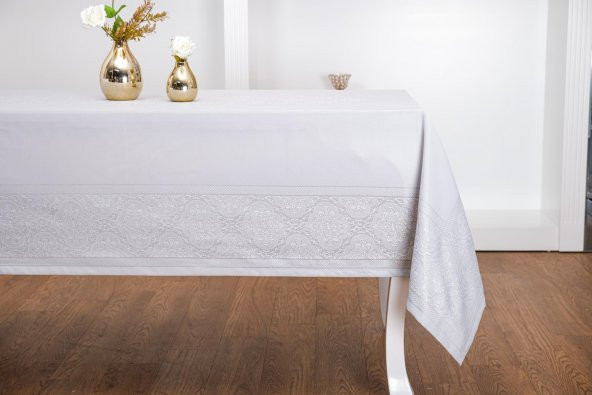 Finezza Roma Lüx Jakar Kumaş Bej Masa Örtüsü  Dikdörtgen 160x220 cm - 1045 - 3