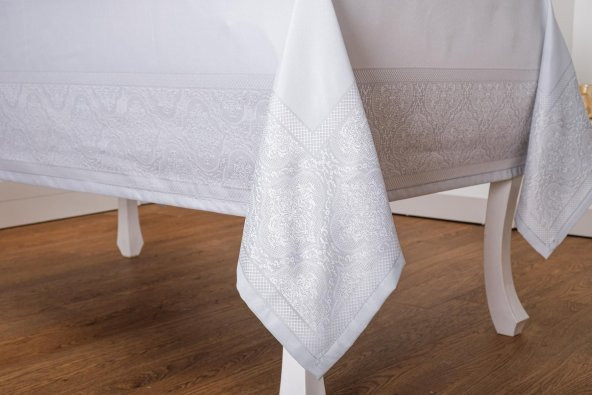 Finezza Roma Lüx Jakar Kumaş Bej Masa Örtüsü  Dikdörtgen 160x220 cm - 1045 - 4