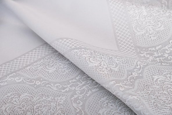 Finezza Roma Lüx Jakar Kumaş Bej Masa Örtüsü  Dikdörtgen 160x220 cm - 1045 - 6