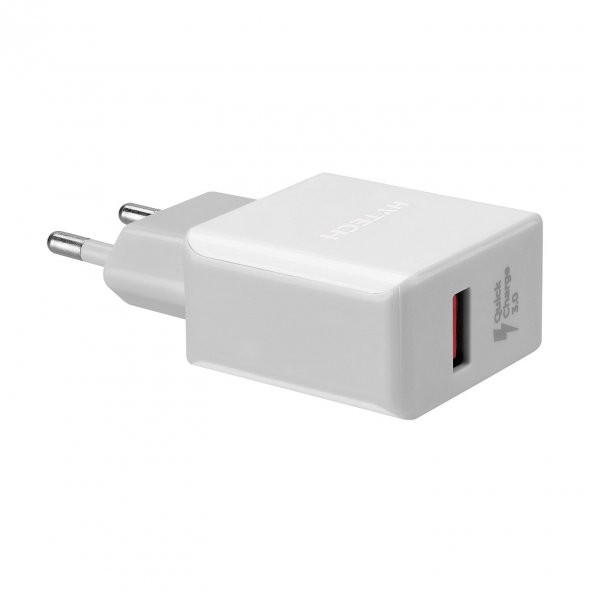 HYTECH HY-XE30 MICRO USB KABLOLU QUICK CHARGE QC3.0 2.4A BEYAZ / GRİ HIZLI EV ŞARJ ADAPTÖRÜ - 3